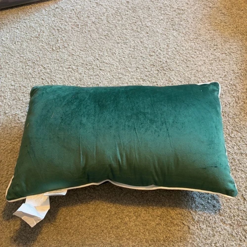 Merry Green Rectangular Christmas Throw Pillow NEW Textured